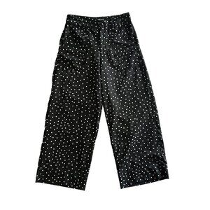 Polka dot black womens pants, size S, Lightweight cropped pants